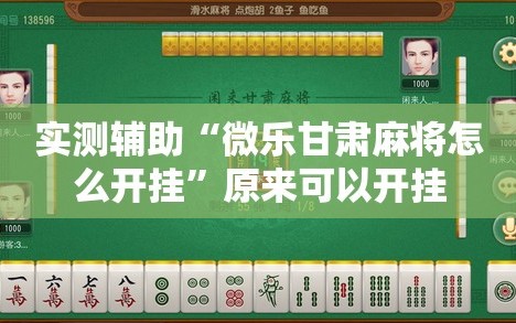 实测辅助“微乐甘肃麻将怎么开挂”原来可以开挂