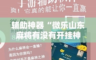 辅助神器“微乐山东麻将有没有开挂神器”其实确实有挂