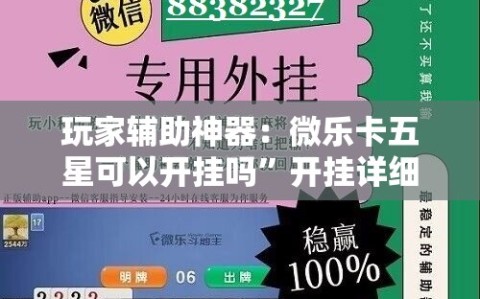 玩家辅助神器：微乐卡五星可以开挂吗”开挂详细教程
