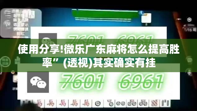 使用分享!微乐广东麻将怎么提高胜率”(透视)其实确实有挂