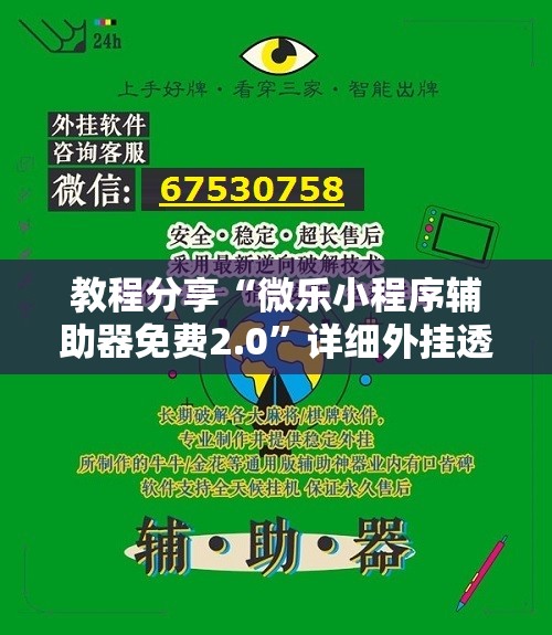 教程分享“微乐小程序辅助器免费2.0”详细外挂透视辅助软件教程