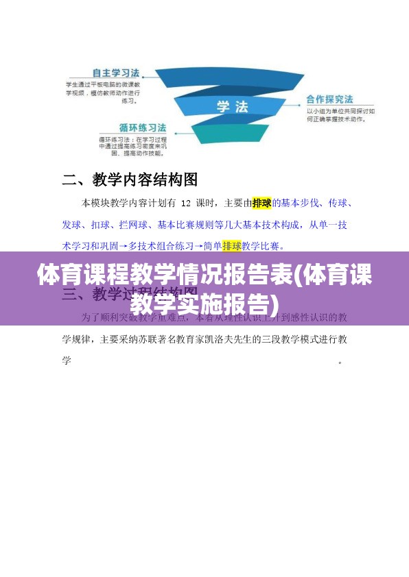 体育课程教学情况报告表(体育课教学实施报告)