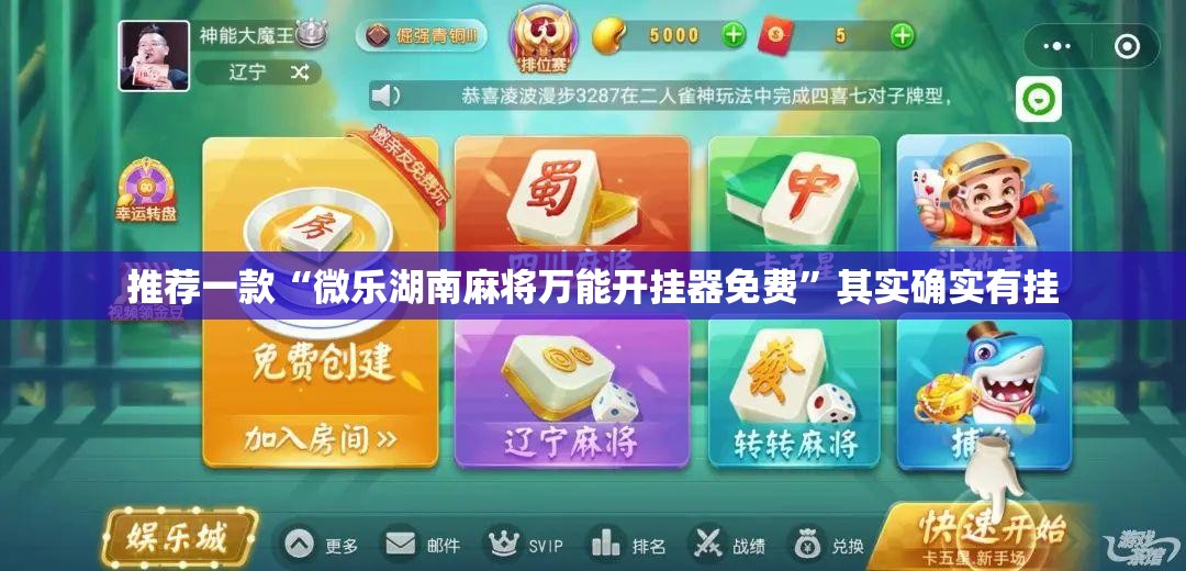 推荐一款“微乐湖南麻将万能开挂器免费”其实确实有挂