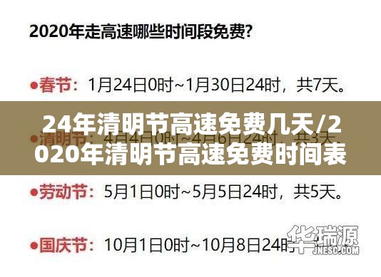 24年清明节高速免费几天/2020年清明节高速免费时间表 24年清明节高速免费几天/2020年清明节高速免费时间表
