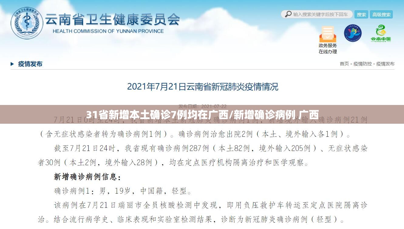 31省新增本土确诊7例均在广西/新增确诊病例 广西 31省新增本土确诊7例均在广西/新增确诊病例 广西