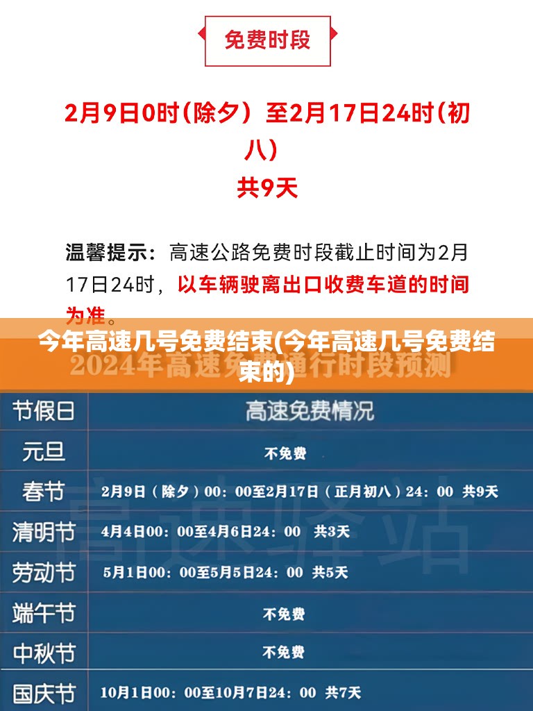 今年高速几号免费结束(今年高速几号免费结束的) 今年高速几号免费结束(今年高速几号免费结束的)