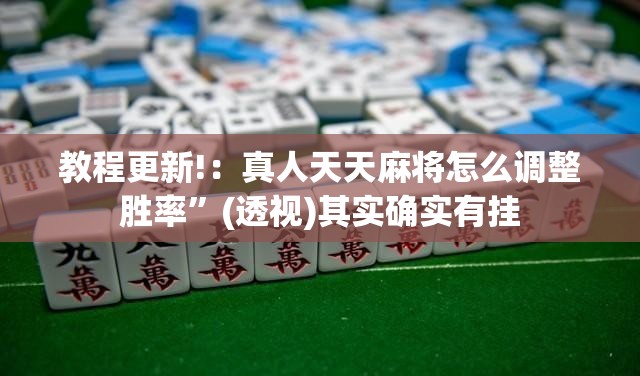 教程更新!：真人天天麻将怎么调整胜率”(透视)其实确实有挂
