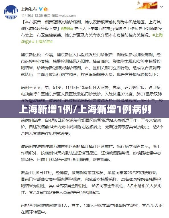 上海新增1例/上海新增1例病例 上海新增1例/上海新增1例病例