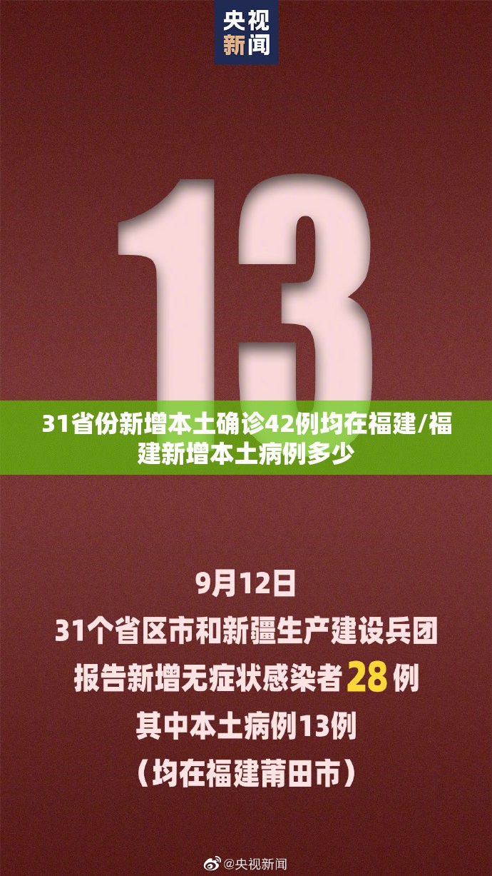 31省份新增本土确诊42例均在福建/福建新增本土病例多少