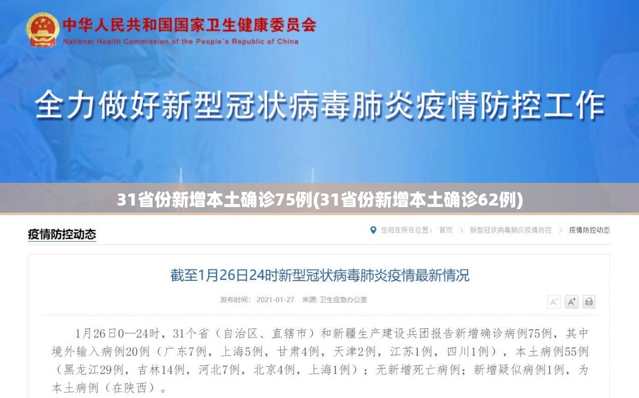 31省份新增本土确诊75例(31省份新增本土确诊62例)