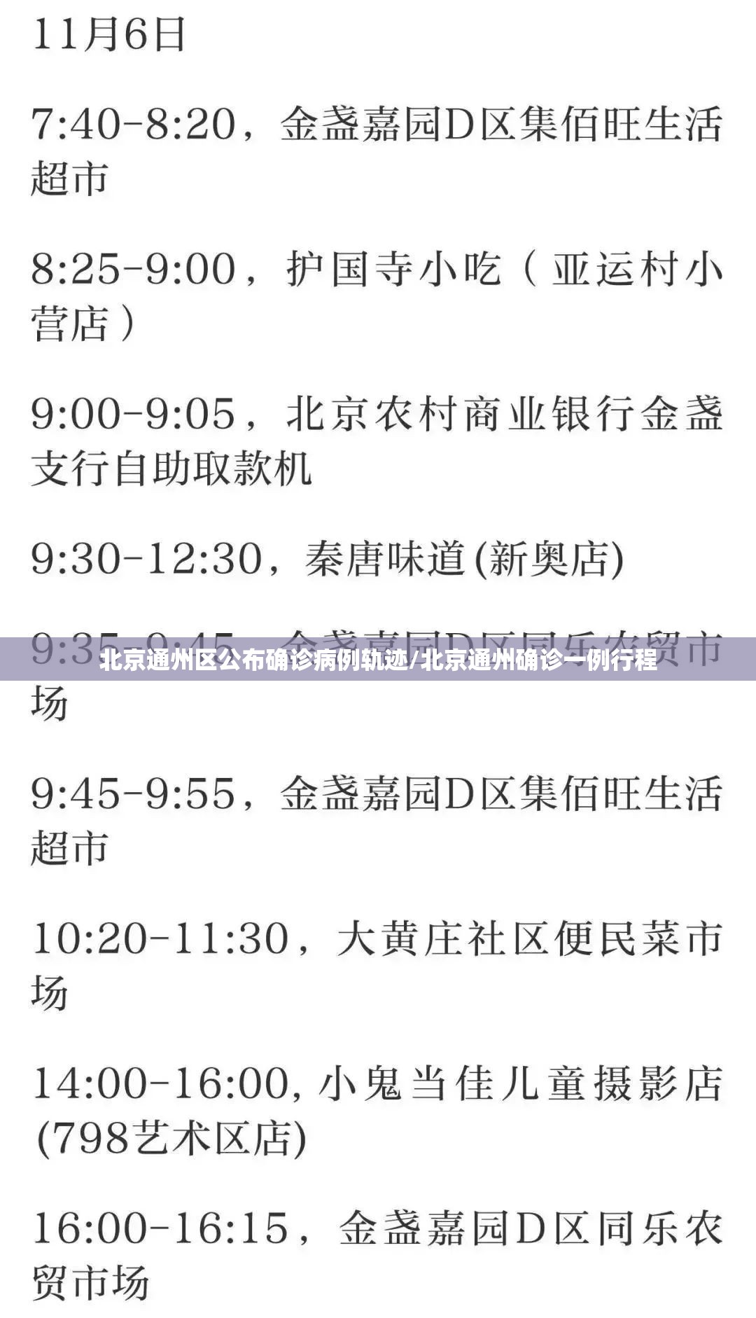 北京通州区公布确诊病例轨迹/北京通州确诊一例行程