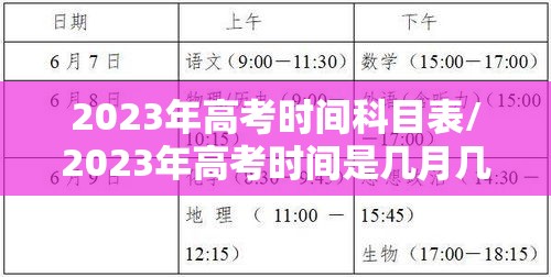 2023年高考时间科目表/2023年高考时间是几月几日? 2023年高考时间科目表/2023年高考时间是几月几日?