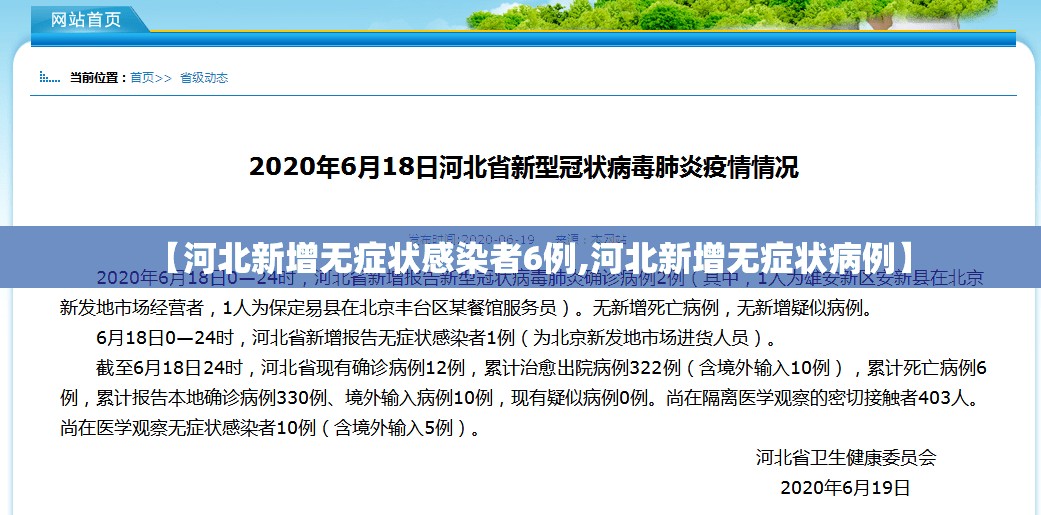 【河北新增无症状感染者6例,河北新增无症状病例】