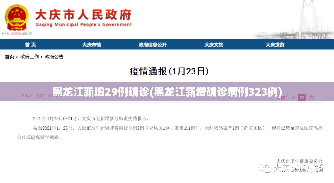 黑龙江新增29例确诊(黑龙江新增确诊病例323例) 黑龙江新增29例确诊(黑龙江新增确诊病例323例)