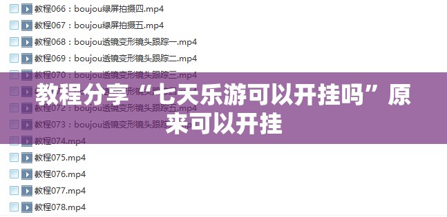 教程分享“七天乐游可以开挂吗”原来可以开挂