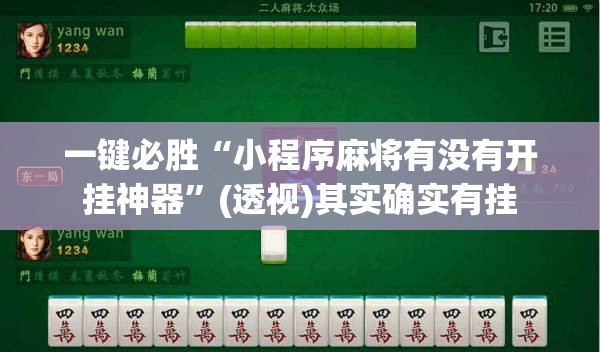 一键必胜“小程序麻将有没有开挂神器”(透视)其实确实有挂