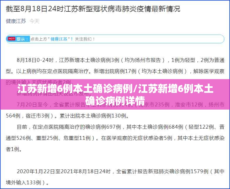 江苏新增6例本土确诊病例/江苏新增6例本土确诊病例详情