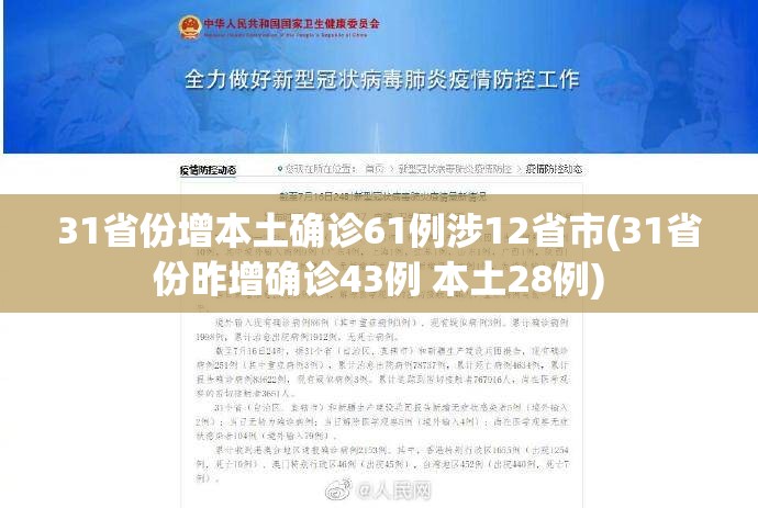 31省份增本土确诊61例涉12省市(31省份昨增确诊43例 本土28例) 31省份增本土确诊61例涉12省市(31省份昨增确诊43例 本土28例)