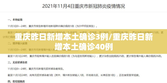 重庆昨日新增本土确诊3例/重庆昨日新增本土确诊40例