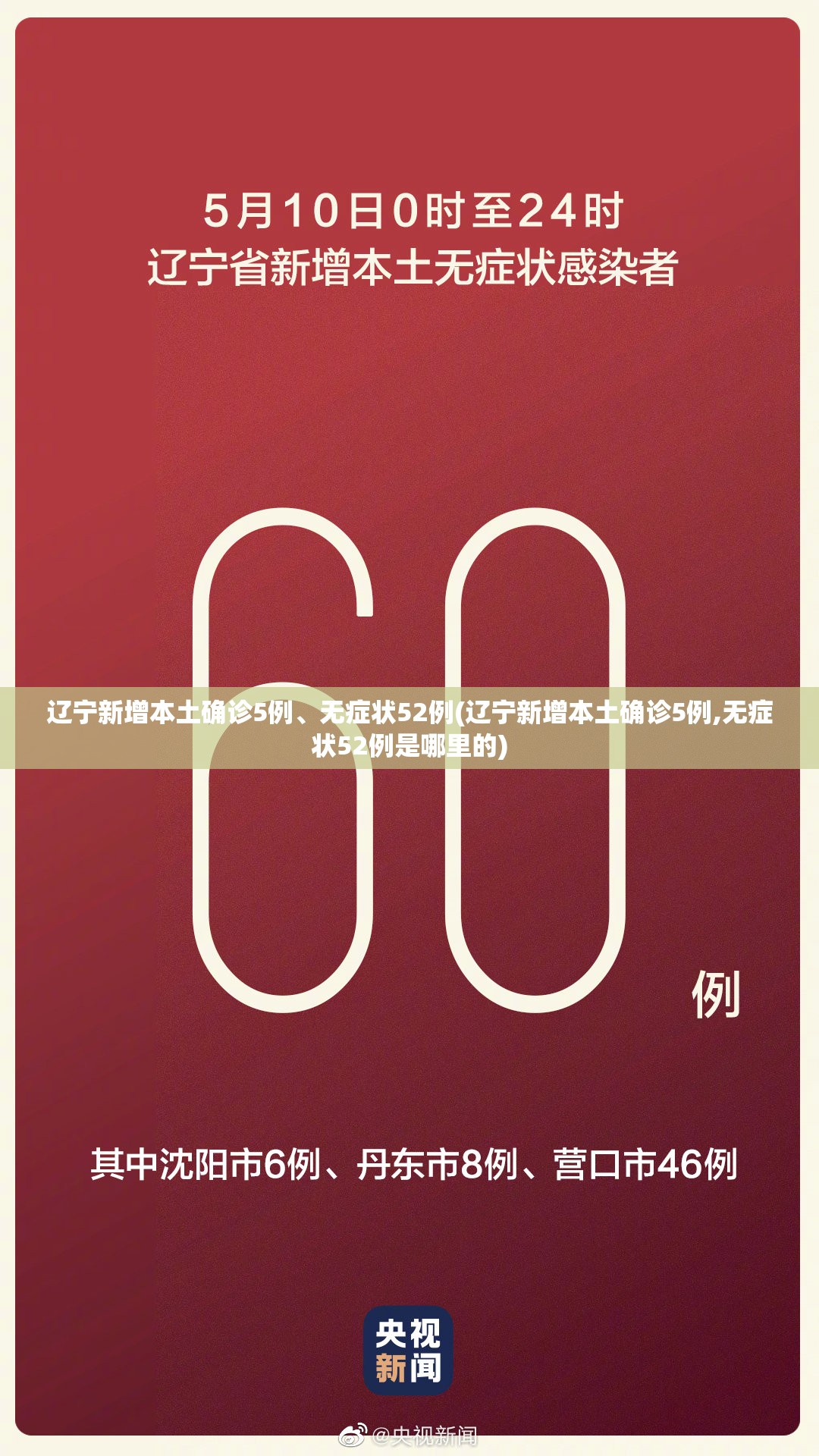 辽宁新增本土确诊5例、无症状52例(辽宁新增本土确诊5例,无症状52例是哪里的)