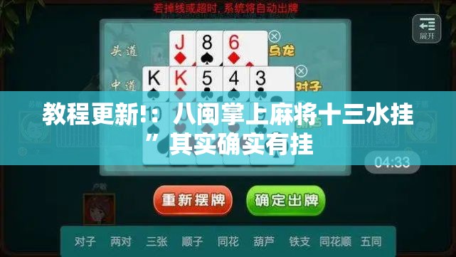 教程更新!：八闽掌上麻将十三水挂	”其实确实有挂