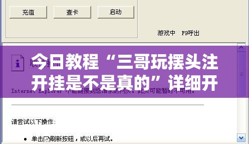 今日教程“三哥玩摆头注开挂是不是真的”详细开挂教程