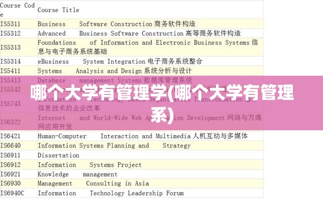 哪个大学有管理学(哪个大学有管理系)
