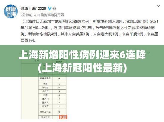 上海新增阳性病例迎来6连降(上海新冠阳性最新) 上海新增阳性病例迎来6连降(上海新冠阳性最新)