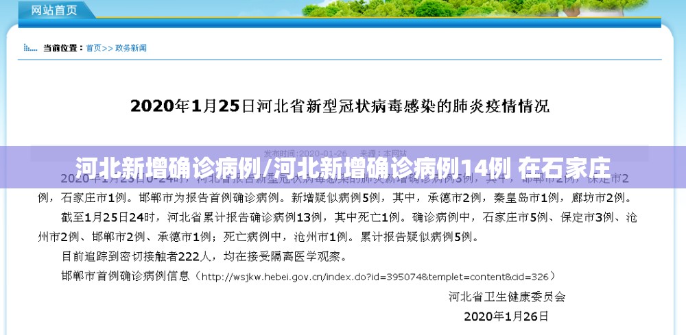 河北新增确诊病例/河北新增确诊病例14例 在石家庄