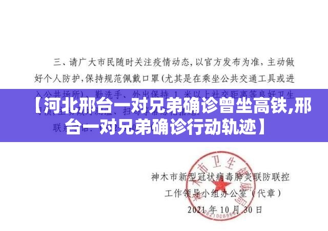 【河北邢台一对兄弟确诊曾坐高铁,邢台一对兄弟确诊行动轨迹】 【河北邢台一对兄弟确诊曾坐高铁,邢台一对兄弟确诊行动轨迹】