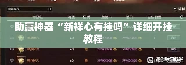 助赢神器“新祥心有挂吗”详细开挂教程