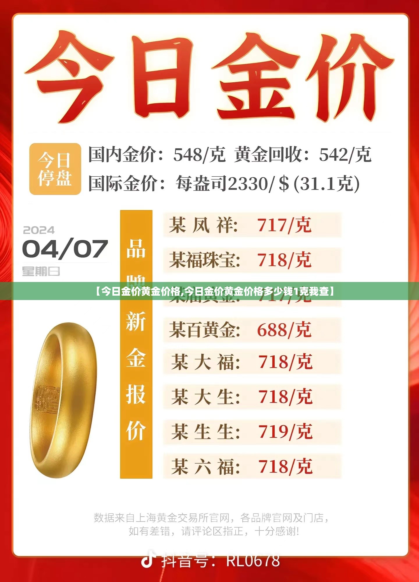 【今日金价黄金价格,今日金价黄金价格多少钱1克我查】 【今日金价黄金价格,今日金价黄金价格多少钱1克我查】