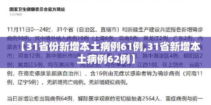 【31省份新增本土病例61例,31省新增本土病例62例】 【31省份新增本土病例61例,31省新增本土病例62例】