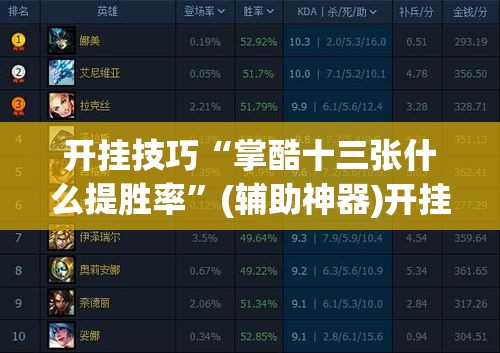 开挂技巧“掌酷十三张什么提胜率”(辅助神器)开挂详细教程