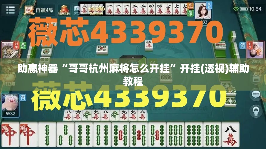 助赢神器“哥哥杭州麻将怎么开挂”开挂(透视)辅助教程