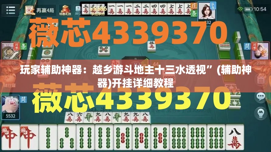 玩家辅助神器：越乡游斗地主十三水透视”(辅助神器)开挂详细教程