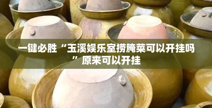 一键必胜“玉溪娱乐室捞腌菜可以开挂吗”原来可以开挂
