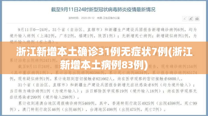 浙江新增本土确诊31例无症状7例(浙江新增本土病例83例) 浙江新增本土确诊31例无症状7例(浙江新增本土病例83例)