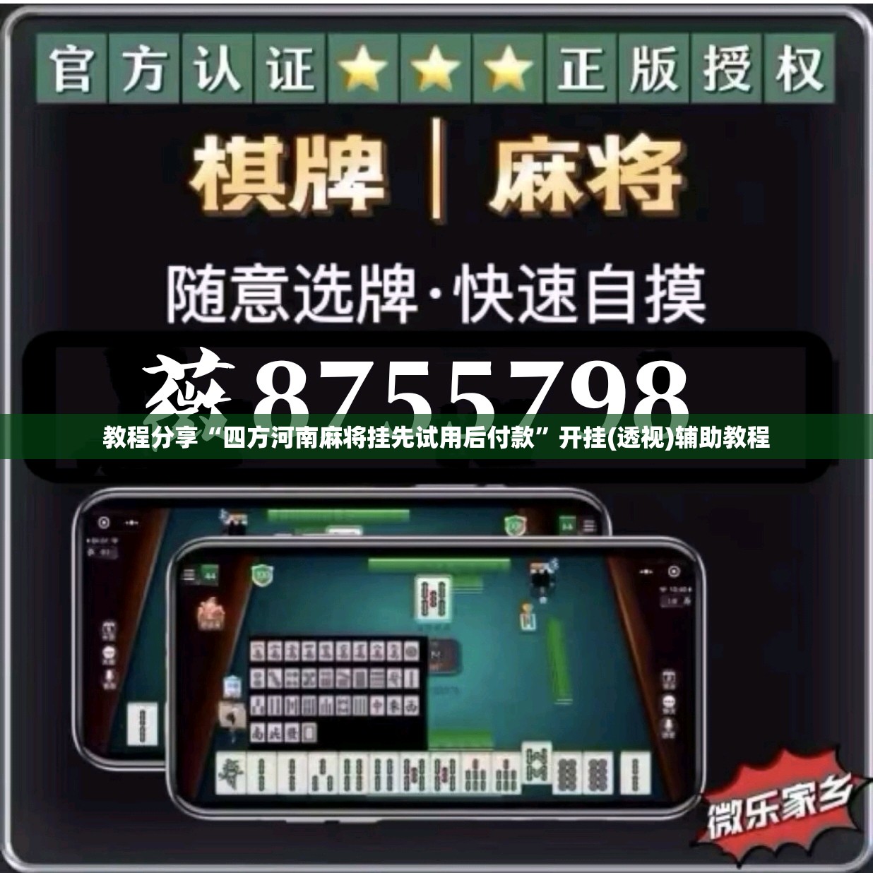 教程分享“四方河南麻将挂先试用后付款”开挂(透视)辅助教程