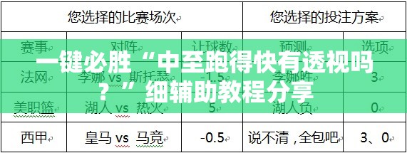 一键必胜“中至跑得快有透视吗？”细辅助教程分享