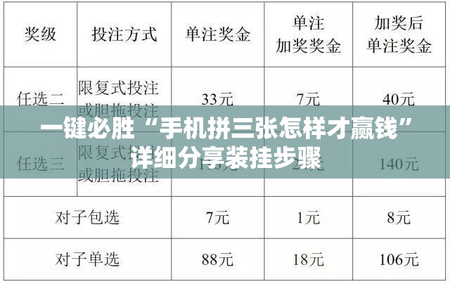 一键必胜“手机拼三张怎样才赢钱	”详细分享装挂步骤