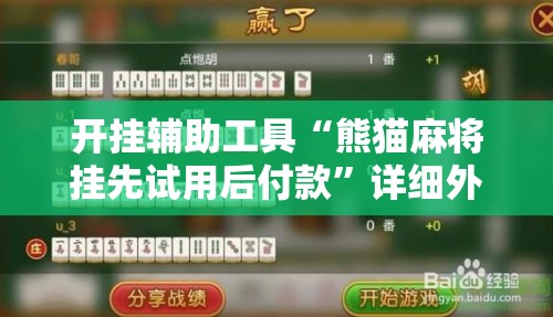 开挂辅助工具“熊猫麻将挂先试用后付款”详细外挂透视辅助软件教程
