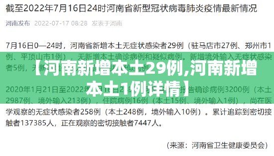 【河南新增本土29例,河南新增本土1例详情】