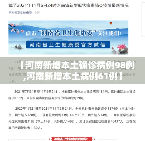 【河南新增本土确诊病例98例,河南新增本土病例61例】 【河南新增本土确诊病例98例,河南新增本土病例61例】