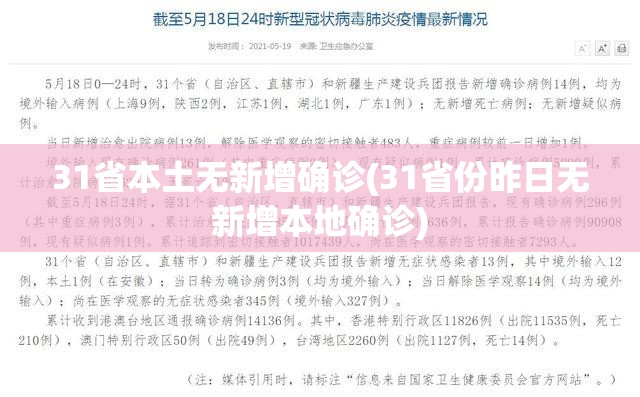 31省本土无新增确诊(31省份昨日无新增本地确诊) 31省本土无新增确诊(31省份昨日无新增本地确诊)