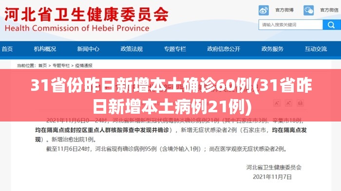 31省份昨日新增本土确诊60例(31省昨日新增本土病例21例) 31省份昨日新增本土确诊60例(31省昨日新增本土病例21例)