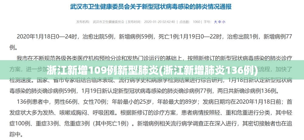 浙江新增109例新型肺炎(浙江新增肺炎136例)