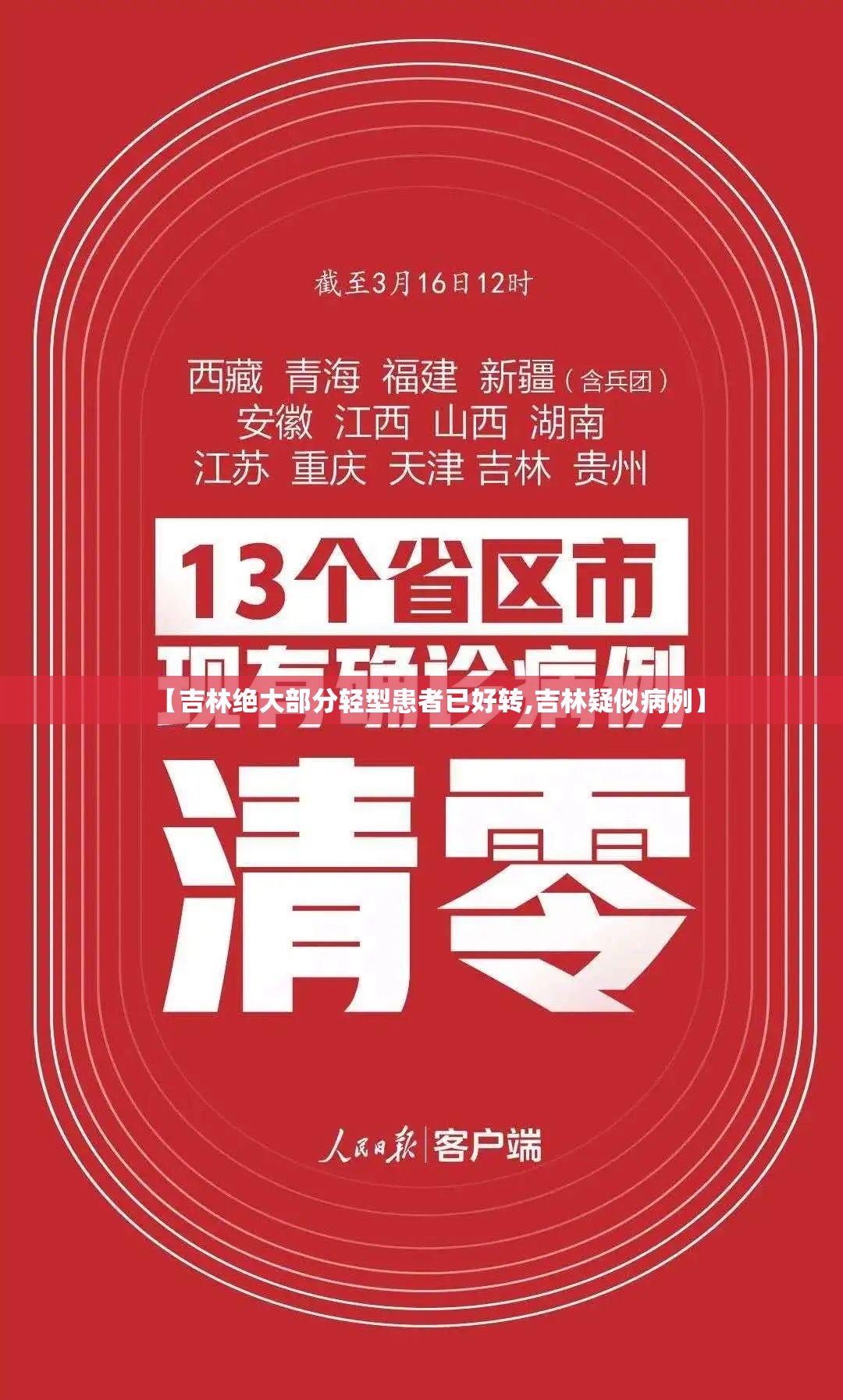 【吉林绝大部分轻型患者已好转,吉林疑似病例】