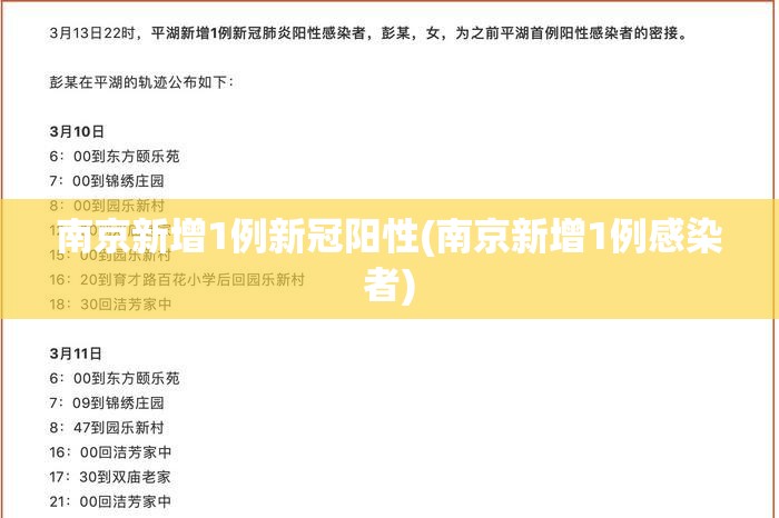 南京新增1例新冠阳性(南京新增1例感染者) 南京新增1例新冠阳性(南京新增1例感染者)