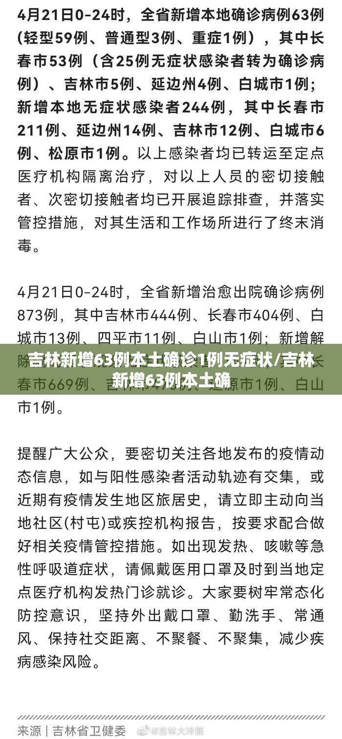 吉林新增63例本土确诊1例无症状/吉林新增63例本土确 吉林新增63例本土确诊1例无症状/吉林新增63例本土确